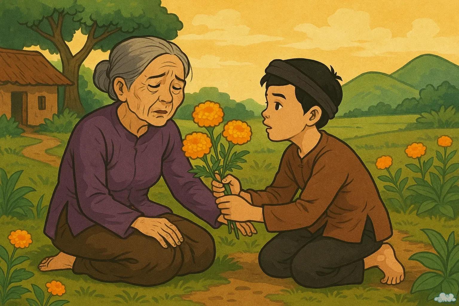 Truyện cổ tích Sự tích hoa Cúc vạn thọ