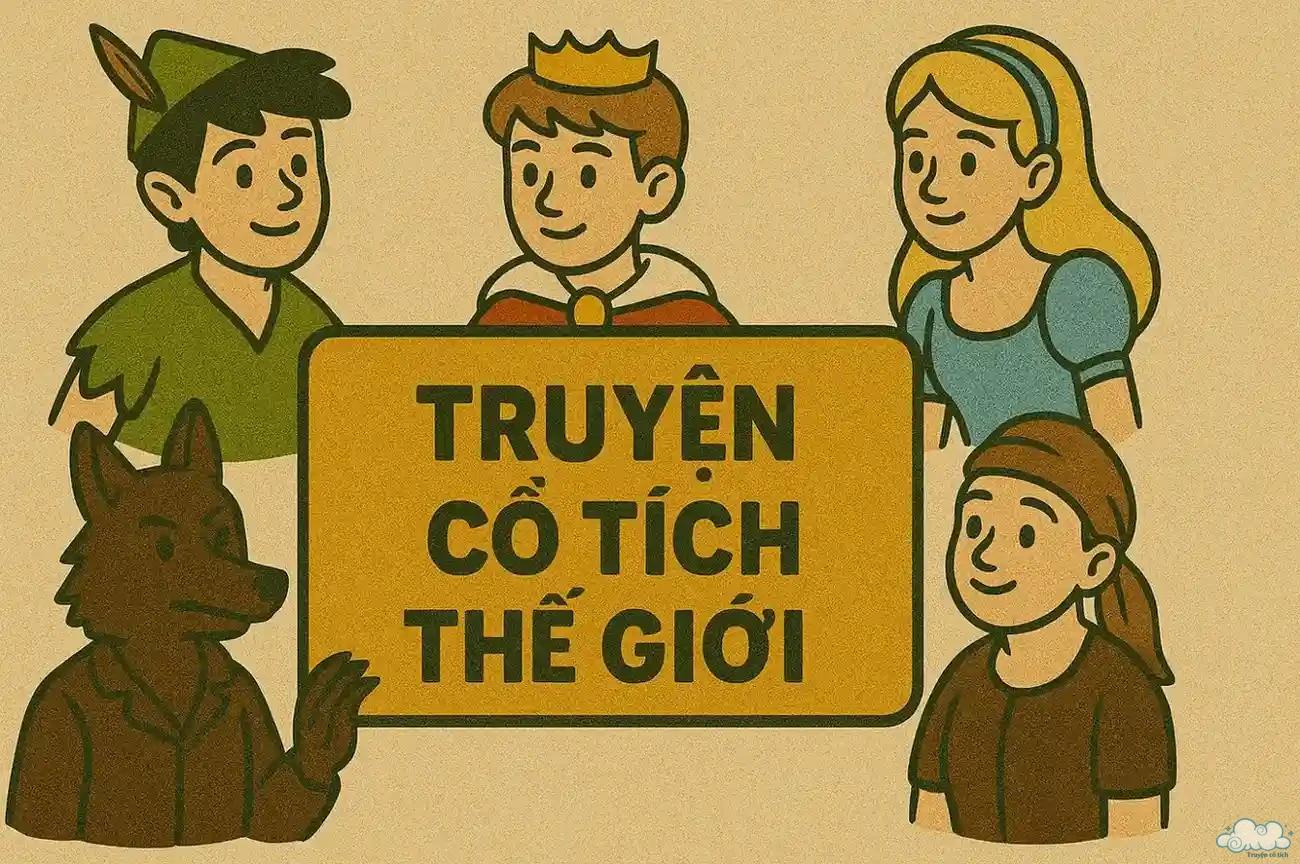 Hình minh họa truyện cổ tích thế giới – đầy màu sắc, kỳ diệu và ý nghĩa nhân văn.